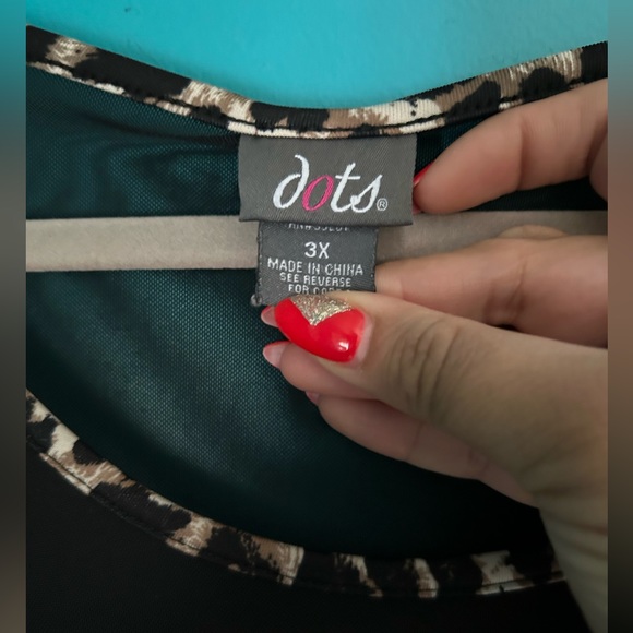 Dots animal print peplum sleeveless top 3X - Picture 3 of 3